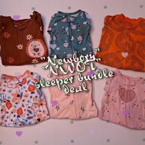 "Newborn" "NWOT" baby girl sleeper bundle 👶🍓